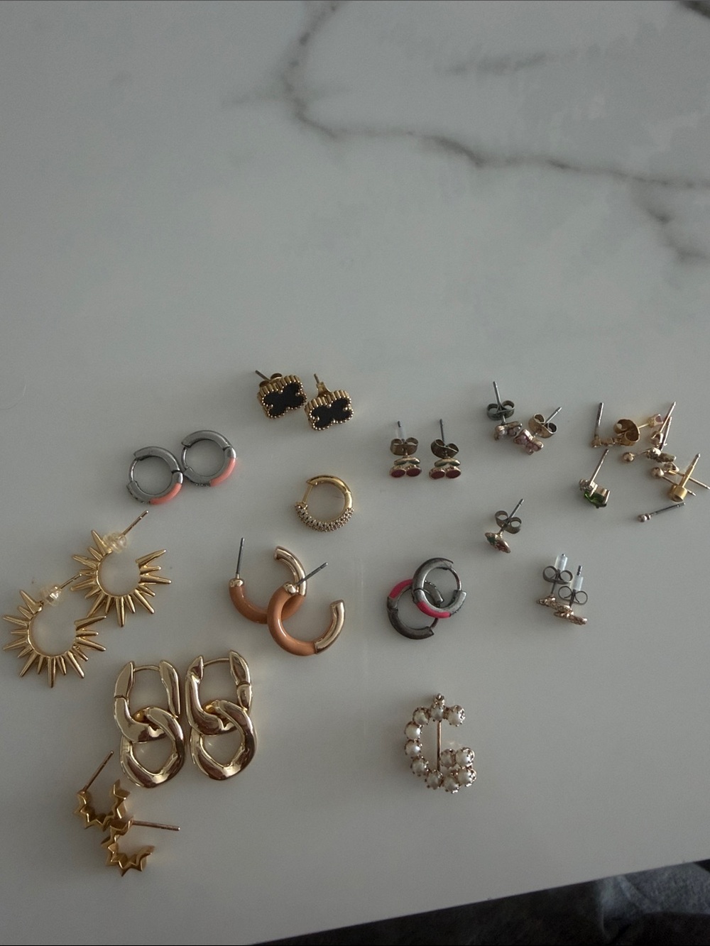 Gold and Rose Mixed Metal Womens Earring Set - Multi-Color